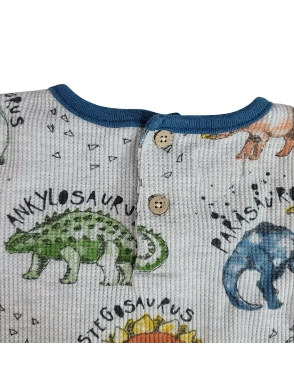 Mud Pie Dinosaur Thermal One Piece Sleeper Romper Multi 3-6M Long Sleeve Snaps